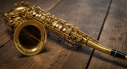 Obraz premium Golden saxophone jazz music instrument musical brass woodwind band concert orchestra melody tune song