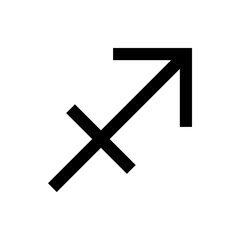 Obraz premium Illustration of a black sagittarius zodiac sign symbol against a white background in a simple graphic style