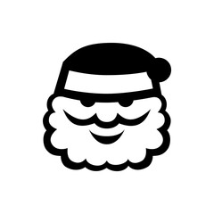Illustration of santa claus face with black hat and beard in simple vector graphic representation design