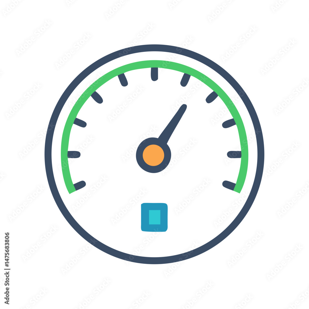 Poster colorful speedometer icon for performance monitoring and visualization