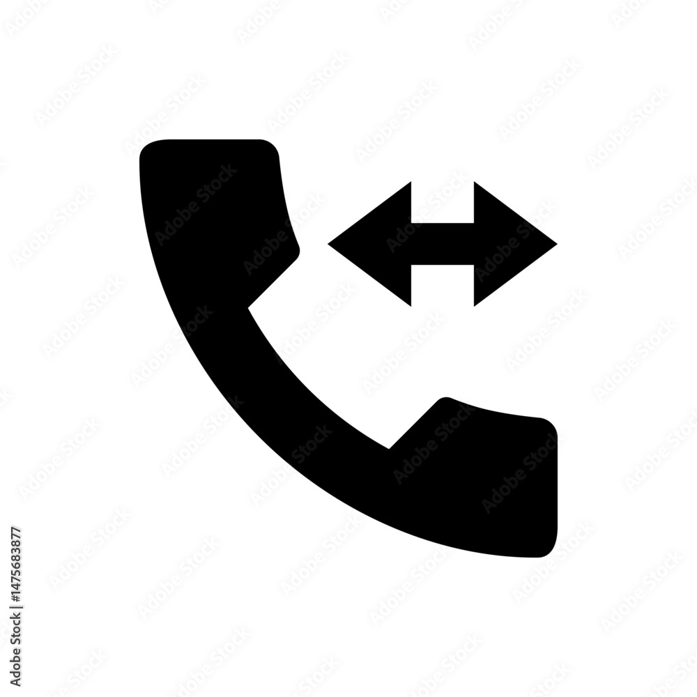 Aufkleber black telephone receiver icon with a left arrow indicating incoming call on a white background desig