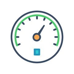 Colorful Speedometer Icon for Performance Monitoring and Visualization