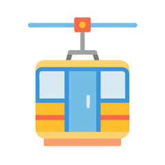 Simple Vector Illustration of a Colorful Gondola or Cable Car
