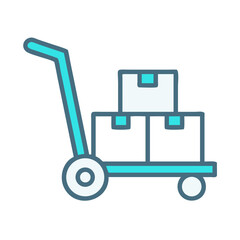 Hand truck with boxes icon for logistics delivery