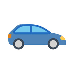 Blue Hatchback Car Illustration on Black Background Graphic