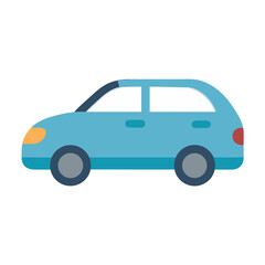 Blue Cartoon Car Icon Illustration on Black Background