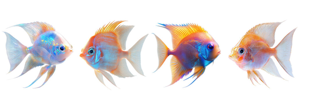 3d cute anglefish isolated on transparent png