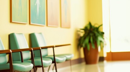 Bright Hospital Waiting Room with Asthma Awareness Poster on Wall