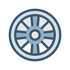Obraz premium Stylized Flat Car Wheel Illustration on Black Background