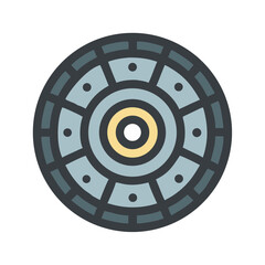 Stylized blue and yellow round abstract target icon