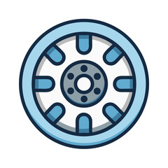 Fototapeta premium Blue car rim icon on a black background