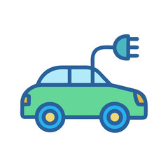 Electric vehicle charging, green eco car icon