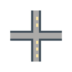 Obraz premium Pixel art intersection: Crossroad junction with pedestrian walkway
