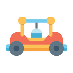 Colorful Wooden Toy Car Icon on Black Background