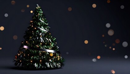 Small christmas tree with a ribbon on it