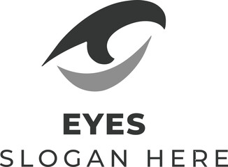 Realistic Human Eye Illustration Framed by Dark Gray Cross Marks on Clean White Background