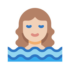 Flat icon of a woman in the water