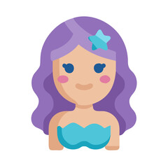 Cute Cartoon Mermaid Character with Star in Hair