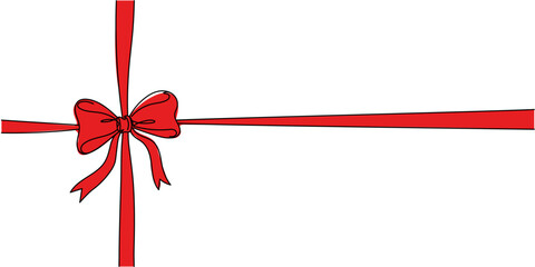 Packaging bow Cube shape present box, tied with red wrapping ribbon. Editable stroke