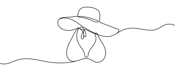 Swimsuit Continuous one line drawing . Sketch. Minimalist summer vector illustration. Editable stroke