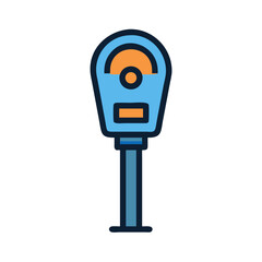 Blue Parking Meter Illustration Icon on Black Background