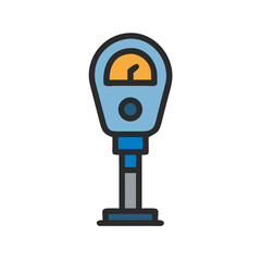 Parking Meter Icon: Blue and Yellow on Black