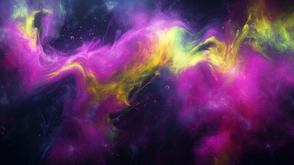 Fototapeta premium Abstract swirls of colored smoke, a dance of vibrant hues in darkness.