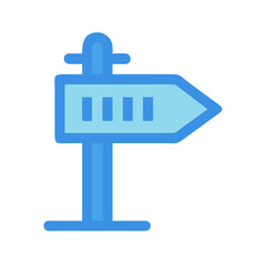 Blue direction sign pointing right with blank text