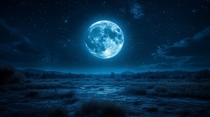 Moonlit night over a quiet field