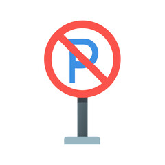 No Parking Sign: Restricted Area, Vehicle Ban Illustration