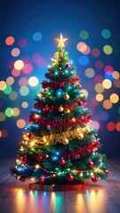 Fototapeta premium Christmas tree with lights in the background