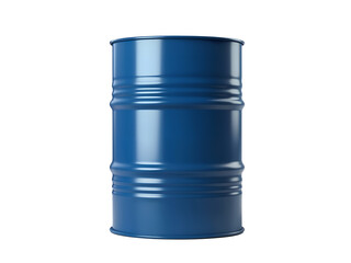 Clean blue metal barrel, isolated on transparent background. Generative AI