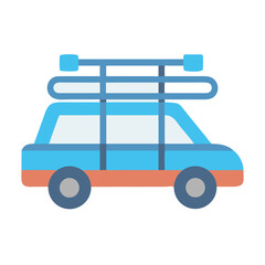Fototapeta premium Cartoon car illustration with luggage rack design element