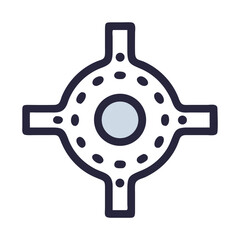 Minimalist Roundabout Design: Traffic Circle Illustration on Black