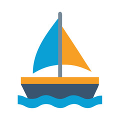 Colorful sailboat vector graphic on black background illustration