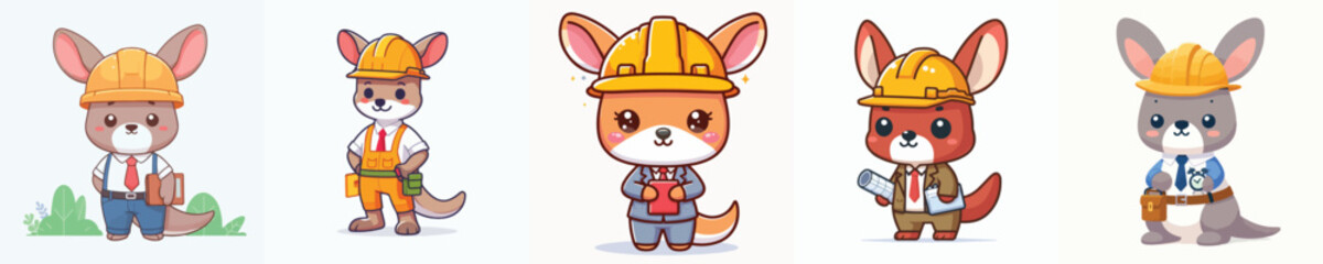 cute kangaroo vector in architect costume