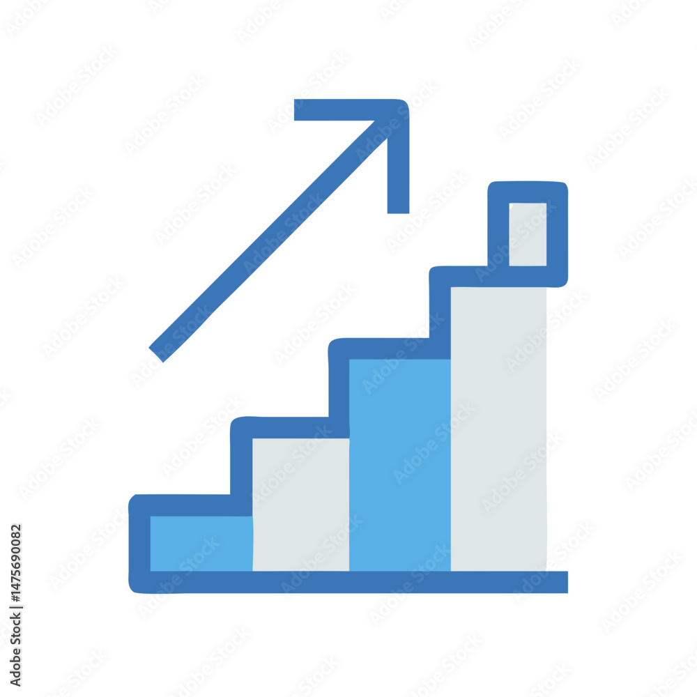 Poster growth chart with arrow showing progress and increase