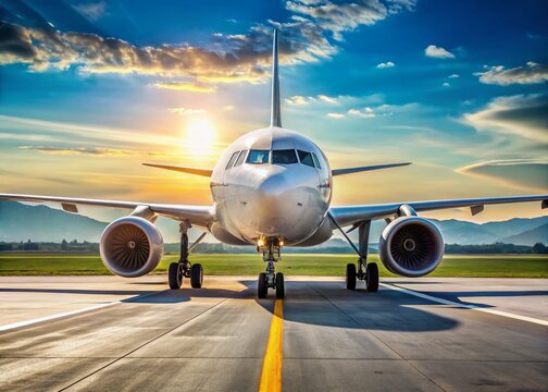Airbus A320 Taxiing at Milan Malpensa Airport - Left Composition with Copy Space