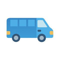 Blue Van Illustration, Transportation Vehicle, Minimalist Design Icon