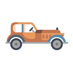 Retro car illustration, vintage automobile on black background