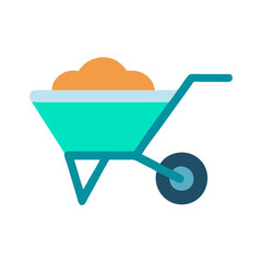 Cartoon Wheelbarrow with Dirt Illustration on Black Background