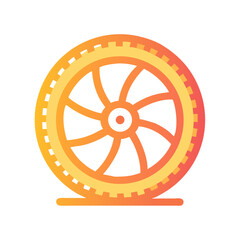 Obraz premium Modern Orange and Yellow Wheel Icon on Black Background