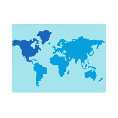Blue World Map Illustration with California Accent, Global Theme