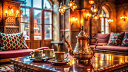 Aromatic Turkish Coffee Shop: Cozy Interior with Traditional Decor