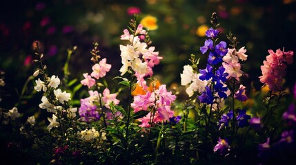 Lush Garden Filled with Flowers That Attract Pollinators in Soft Light