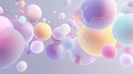 Elegant pastel spheres in an abstract composition with floating bubble arrangement