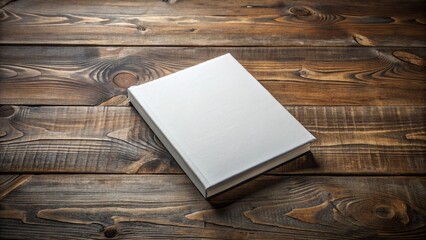 Fototapeta premium Blank White Book Cover Mockup: Top View on Wooden Background