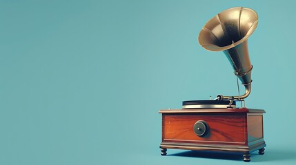 old gramophone on white background