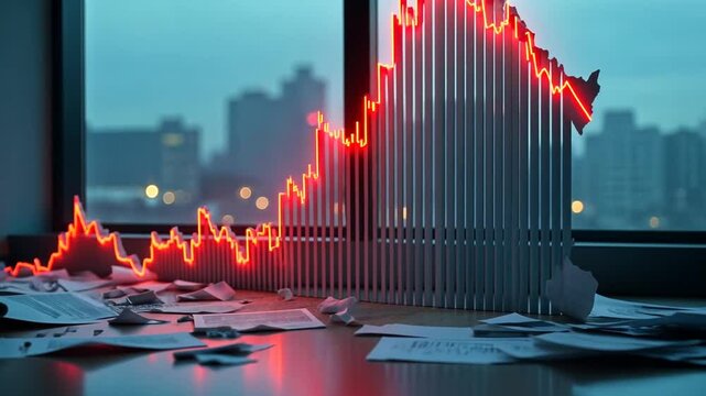Falling stock market graph, economical crisis	