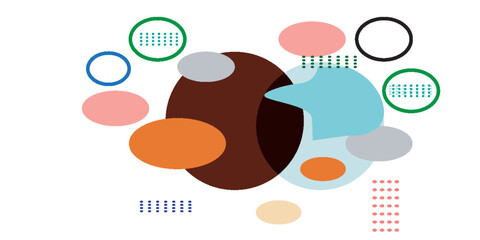 Minimalistic abstract vector design, layered geometric shapes circles, squares, and triangles with soft pastel gradients and semi-transparent effects. Perfect for contemporary use.esp